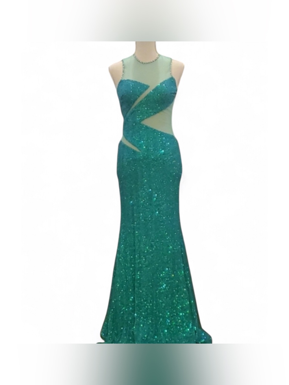 Night Moves Sparkling Teal Mermaid Evening Dress